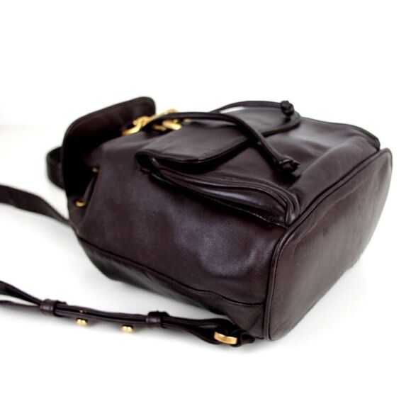 Bloomingdale's BROWN GENUINE LEATHER FLAP BACKPACK SHOULDER BAG HANDBAG PURSE - Picture 8 of 15